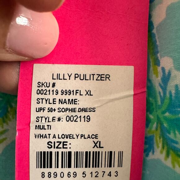 New Lilly Pulitzer Sophie Dress Blue Multi Crew Neck Pullover 3/4 Sleeve Sz XL - Picture 6 of 7